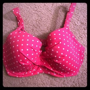 Pink polka dot bikini top